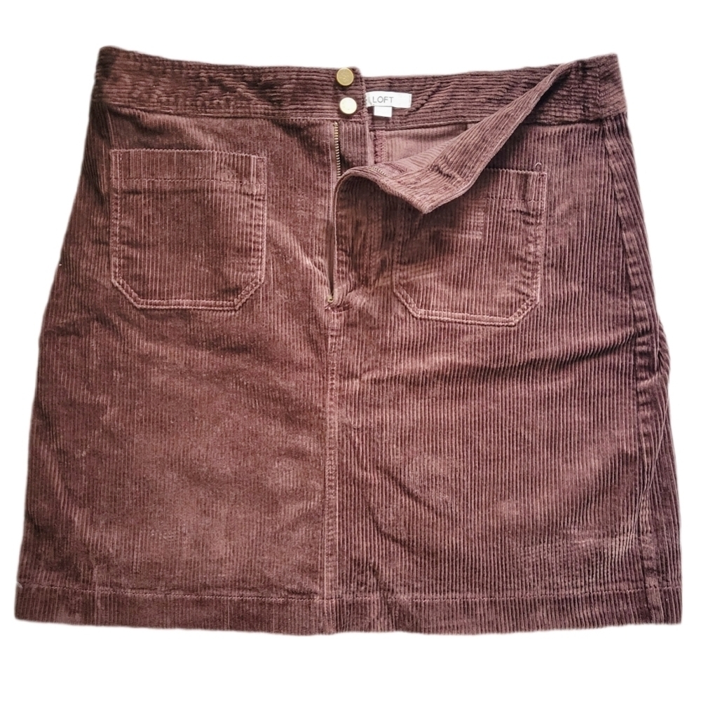 Loft // Women's Corduroy Patch Pocket Mini / Size 12 / Chestnut - Picture 2 of 5